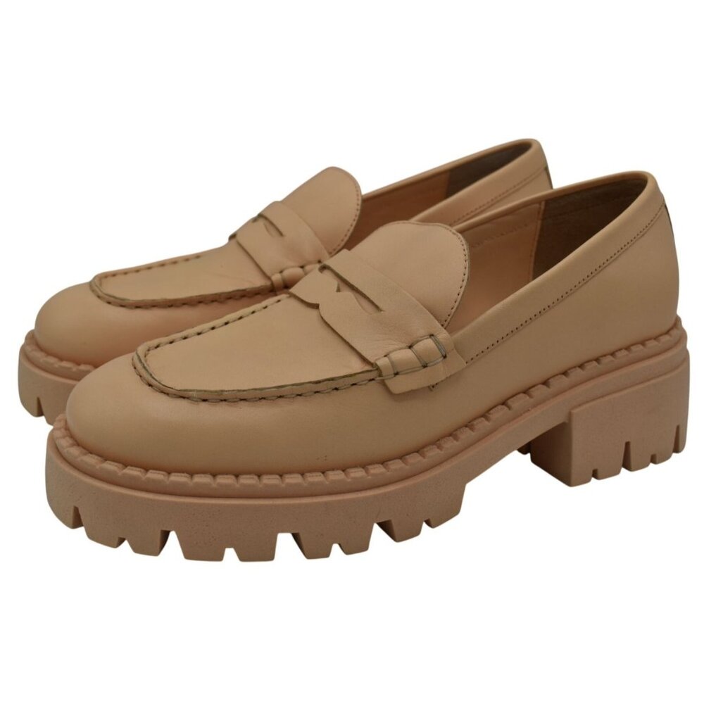 Free People Womens Size EU 38.5‎ Lyra Lug Sole Cantaloupe Leather Loafers Shoes
